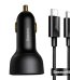 شارژر فندکی باسئوس مدل TZCCZX-01به  همراه کابل تبدیل USB-C
